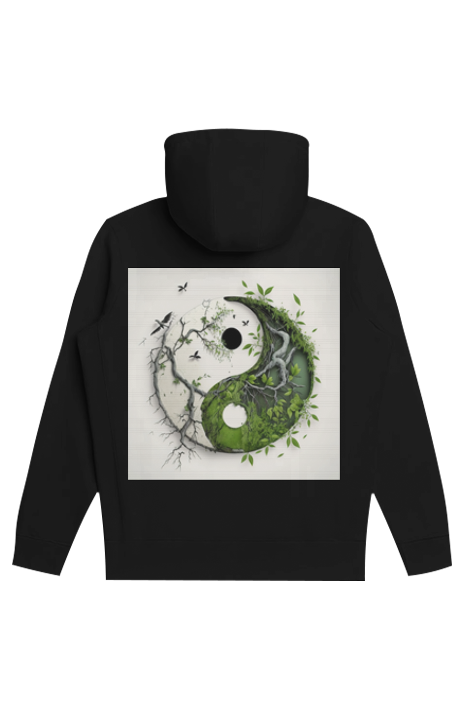 Chocolate Buddha Yin Yang 3 Heavyweight Organic Brushed Hood